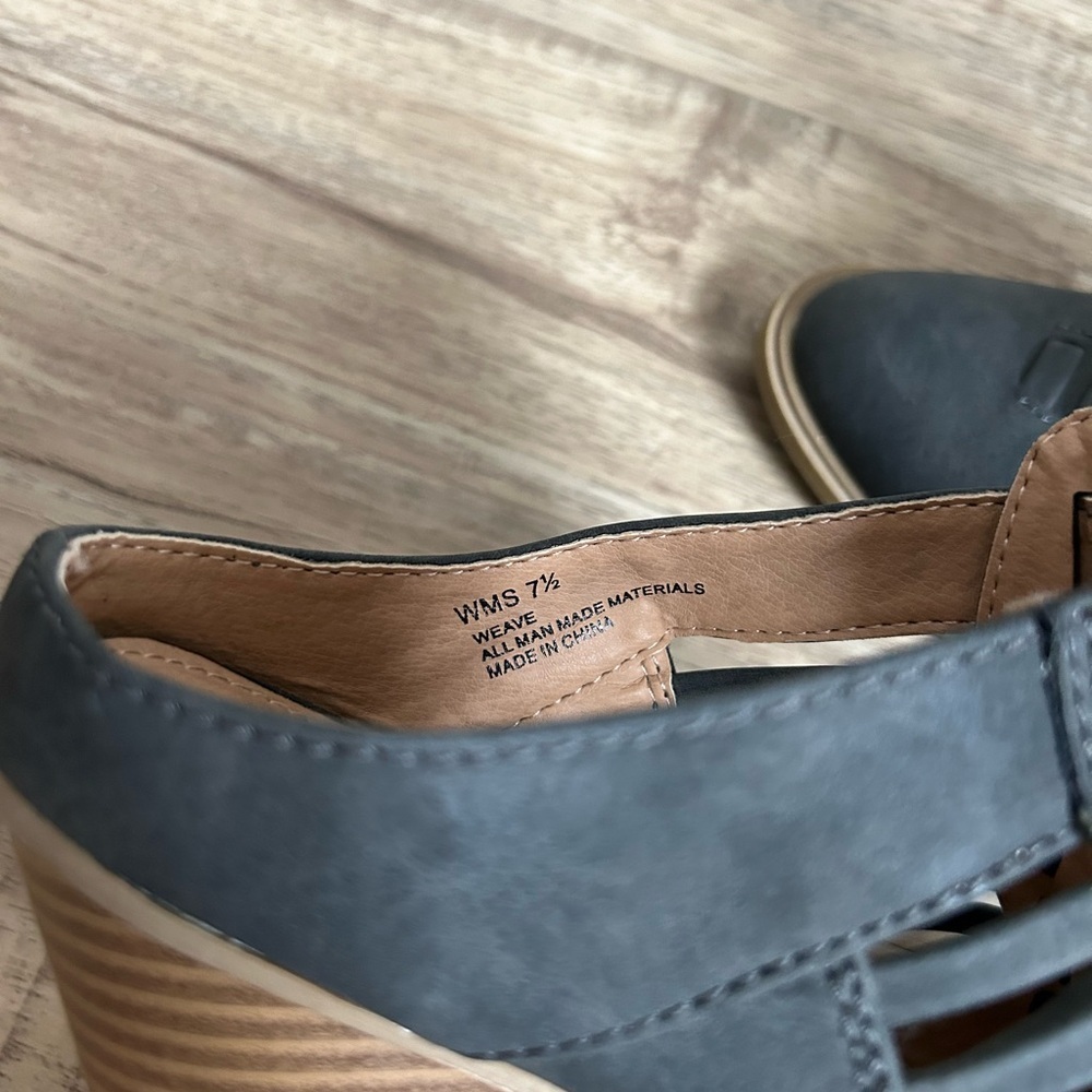 REPORT Weave Caged Slip On Mules Open Back Booties Stacked Block Heel black - Picture 6 of 11